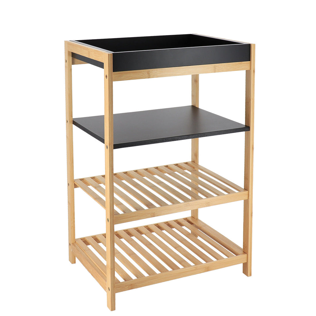 Bamboo+MDF furniture with 4 shelves - Black/Bamboo 