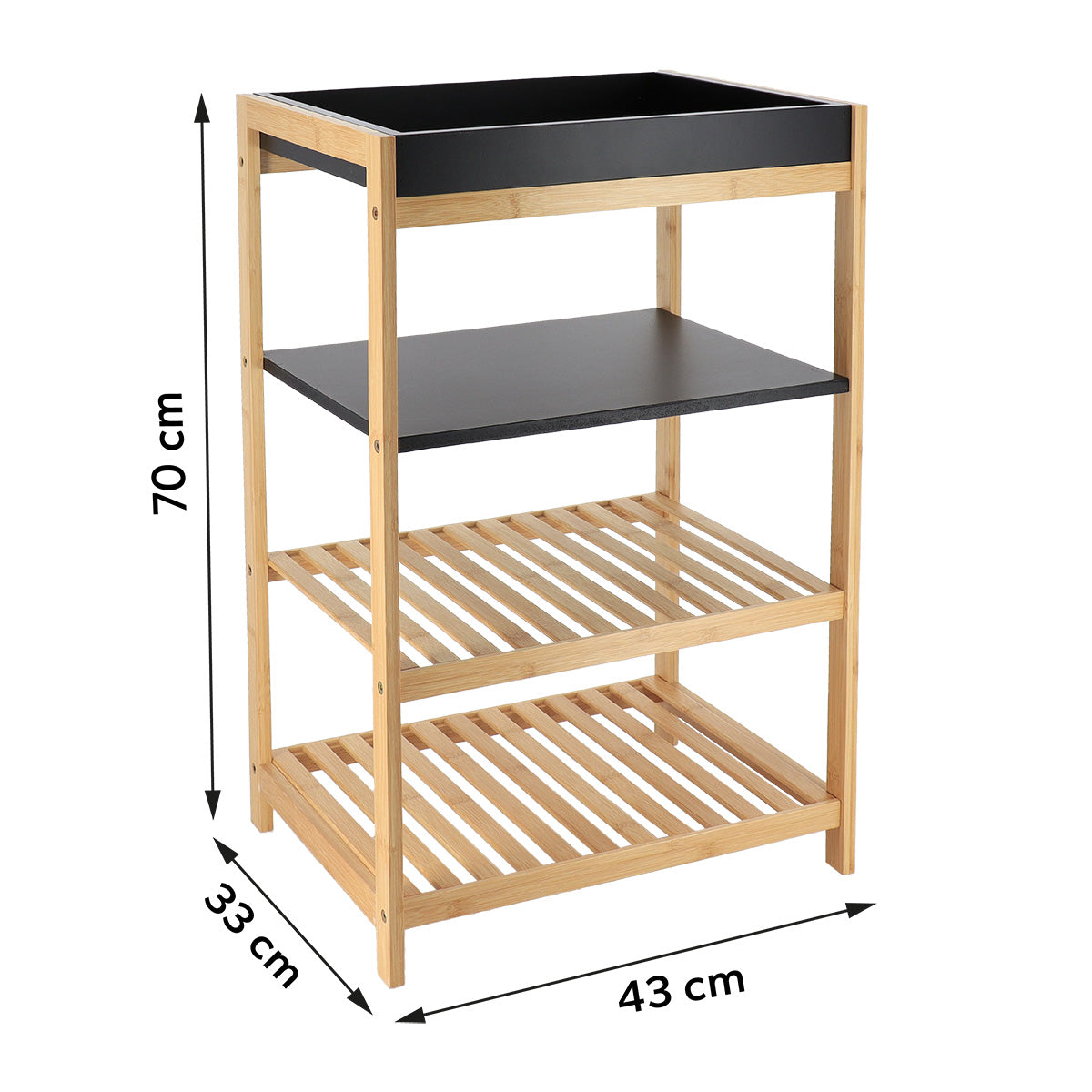 Bamboo+MDF furniture with 4 shelves - Black/Bamboo 