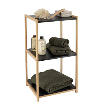 Bamboo furniture with 3 black MDF shelves - Bamboo/Black