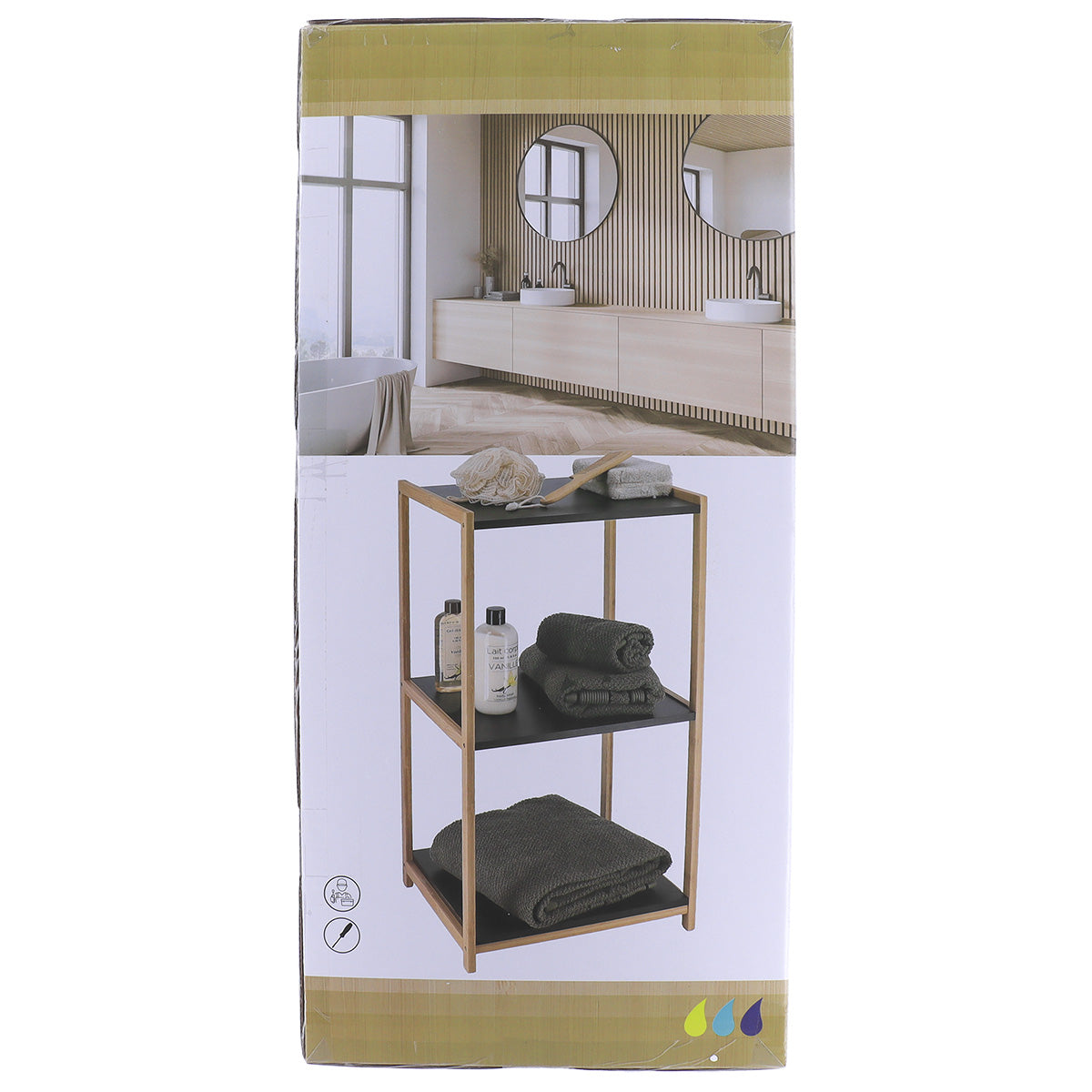 Bamboo furniture with 3 black MDF shelves - Bamboo/Black