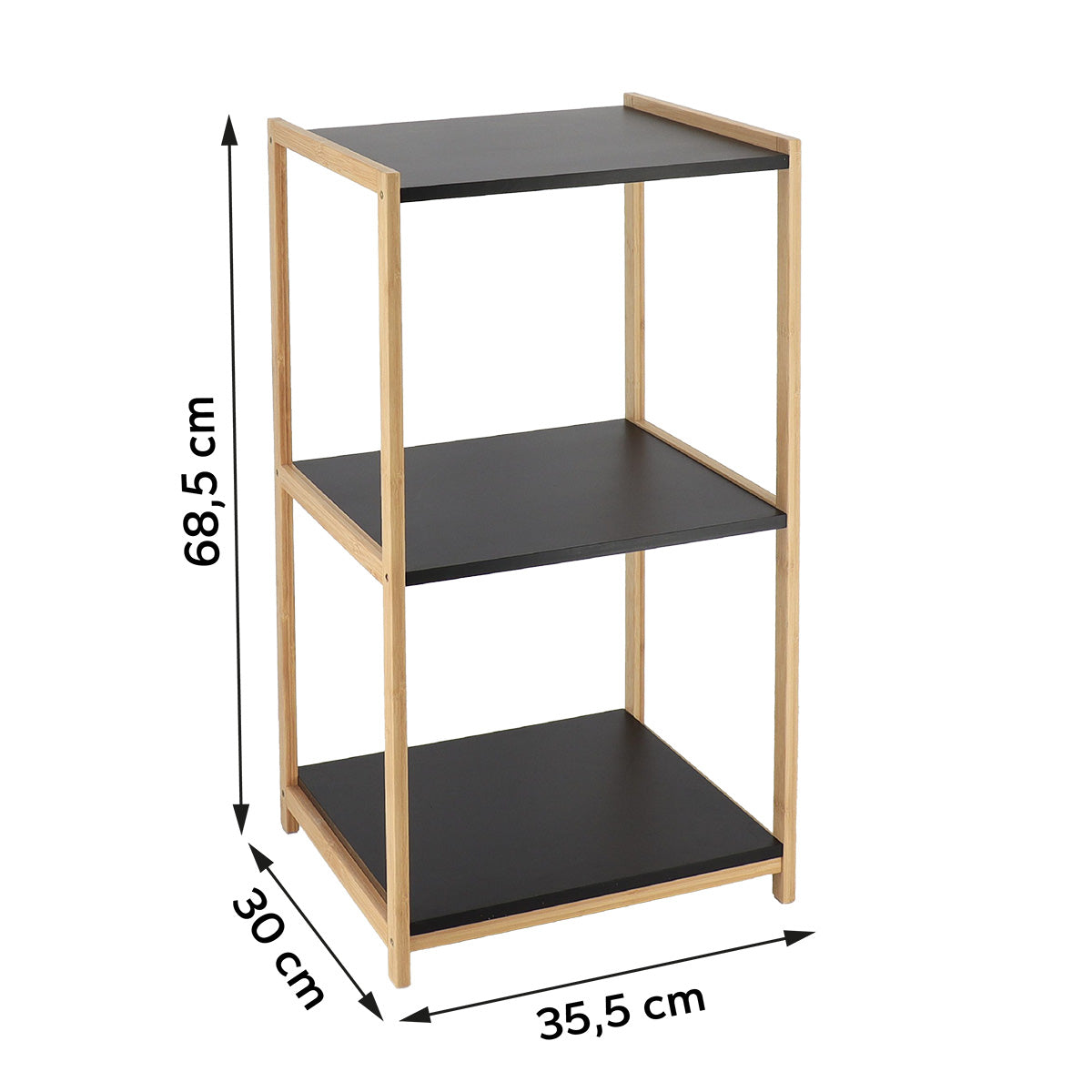 Bamboo furniture with 3 black MDF shelves - Bamboo/Black