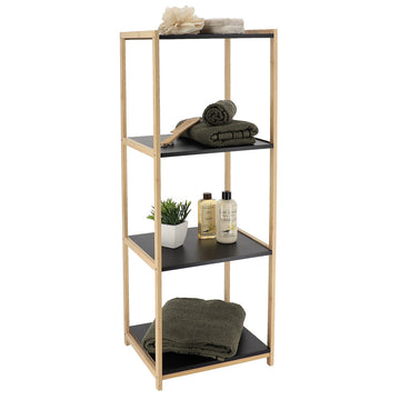 Bamboo furniture with 4 black MDF shelves - Bamboo/Black
