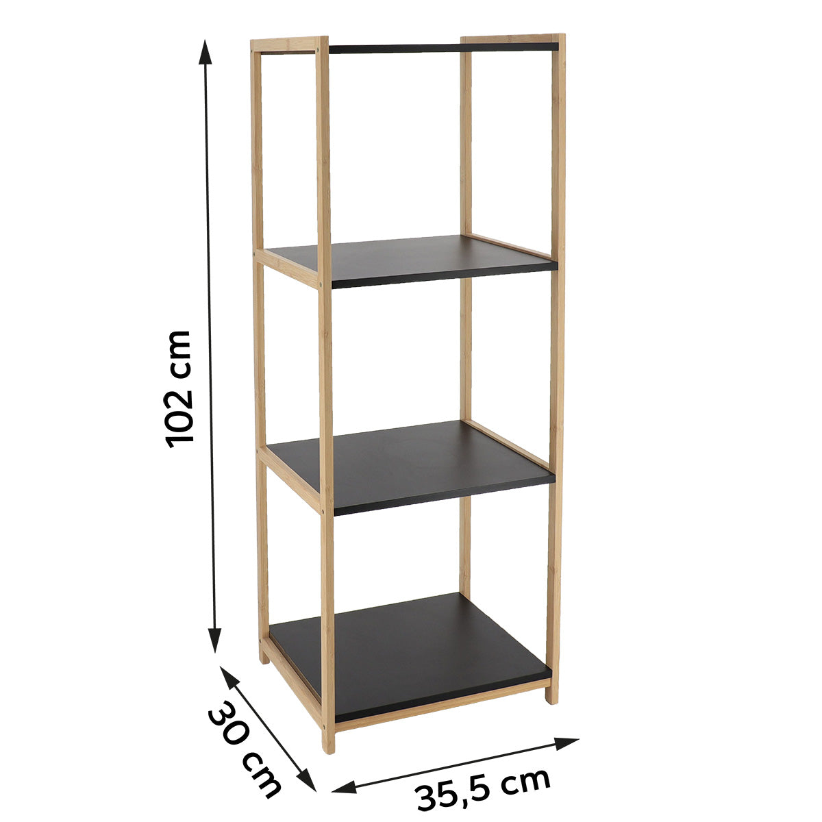 Bamboo furniture with 4 black MDF shelves - Bamboo/Black