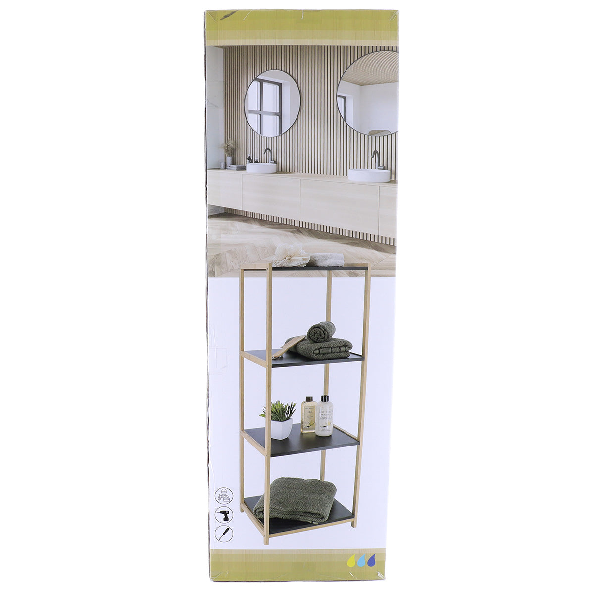 Bamboo furniture with 4 black MDF shelves - Bamboo/Black