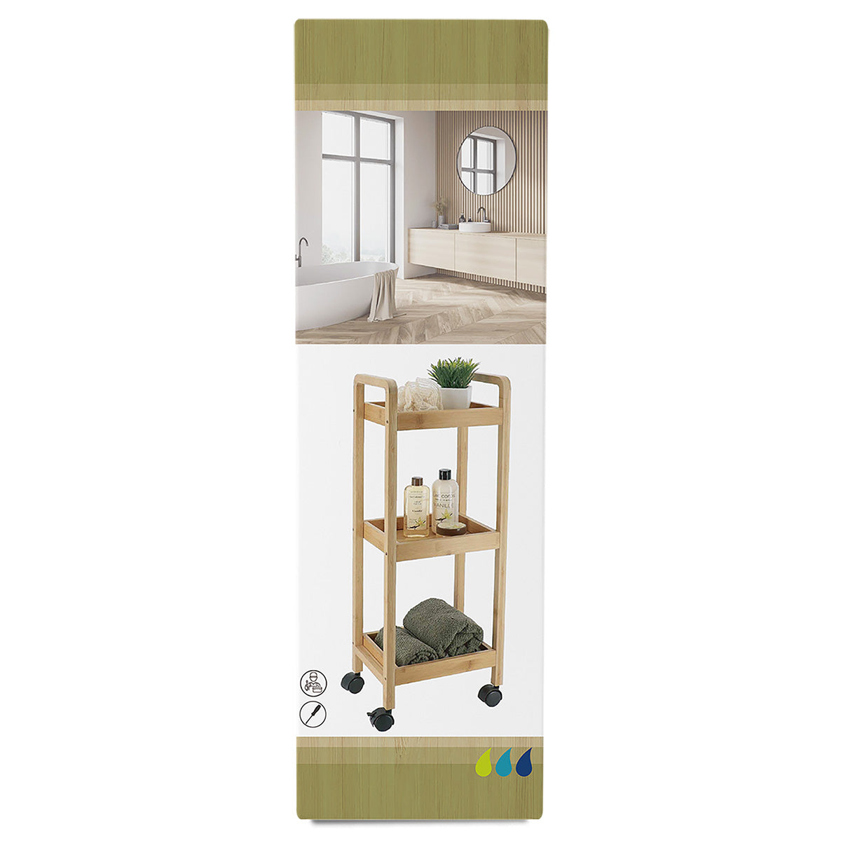 Bamboo+MDF furniture with 3 shelves - Natural/Bamboo 