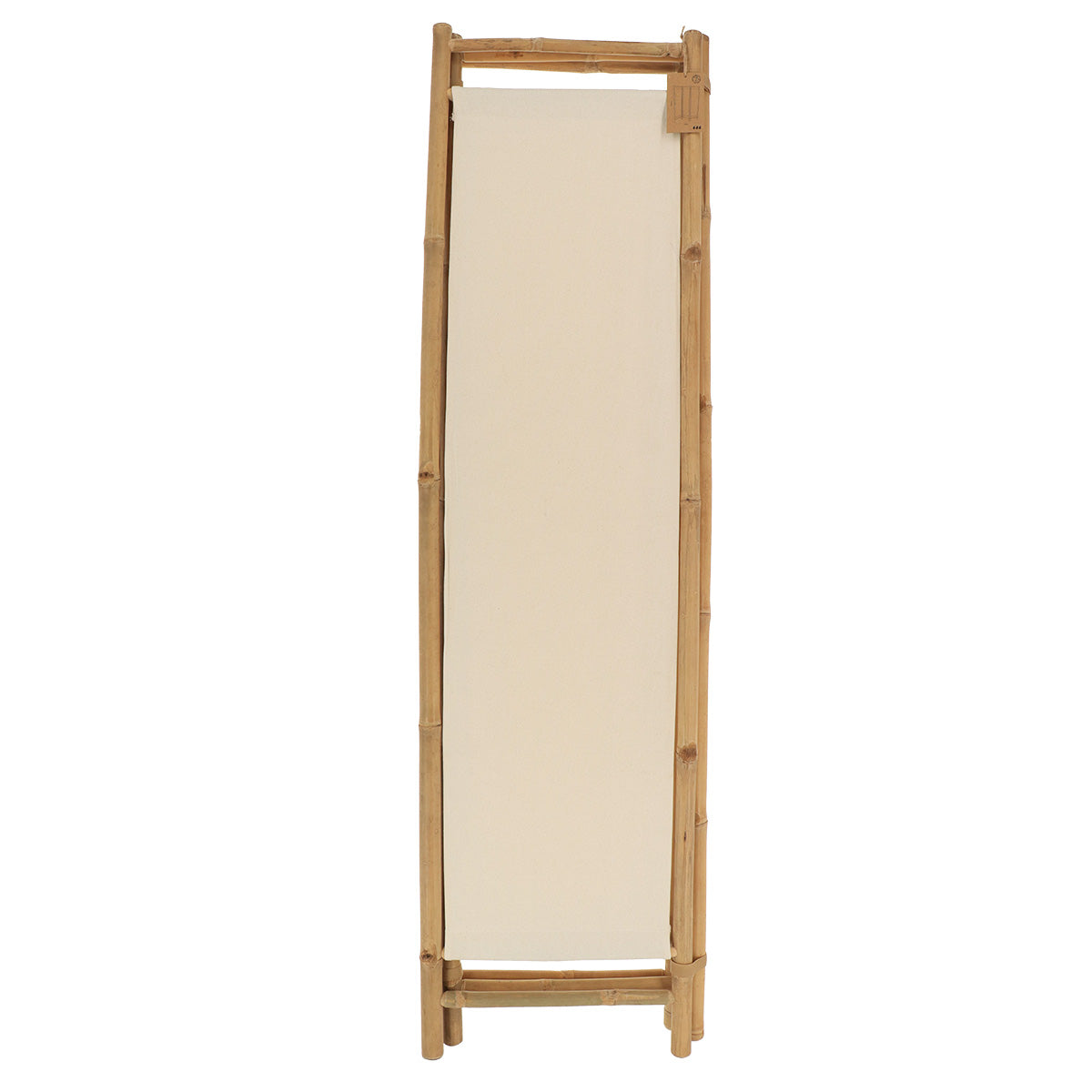 Bamboo Folding Curtain with 3 Fabric Panels - Bamboo/White 