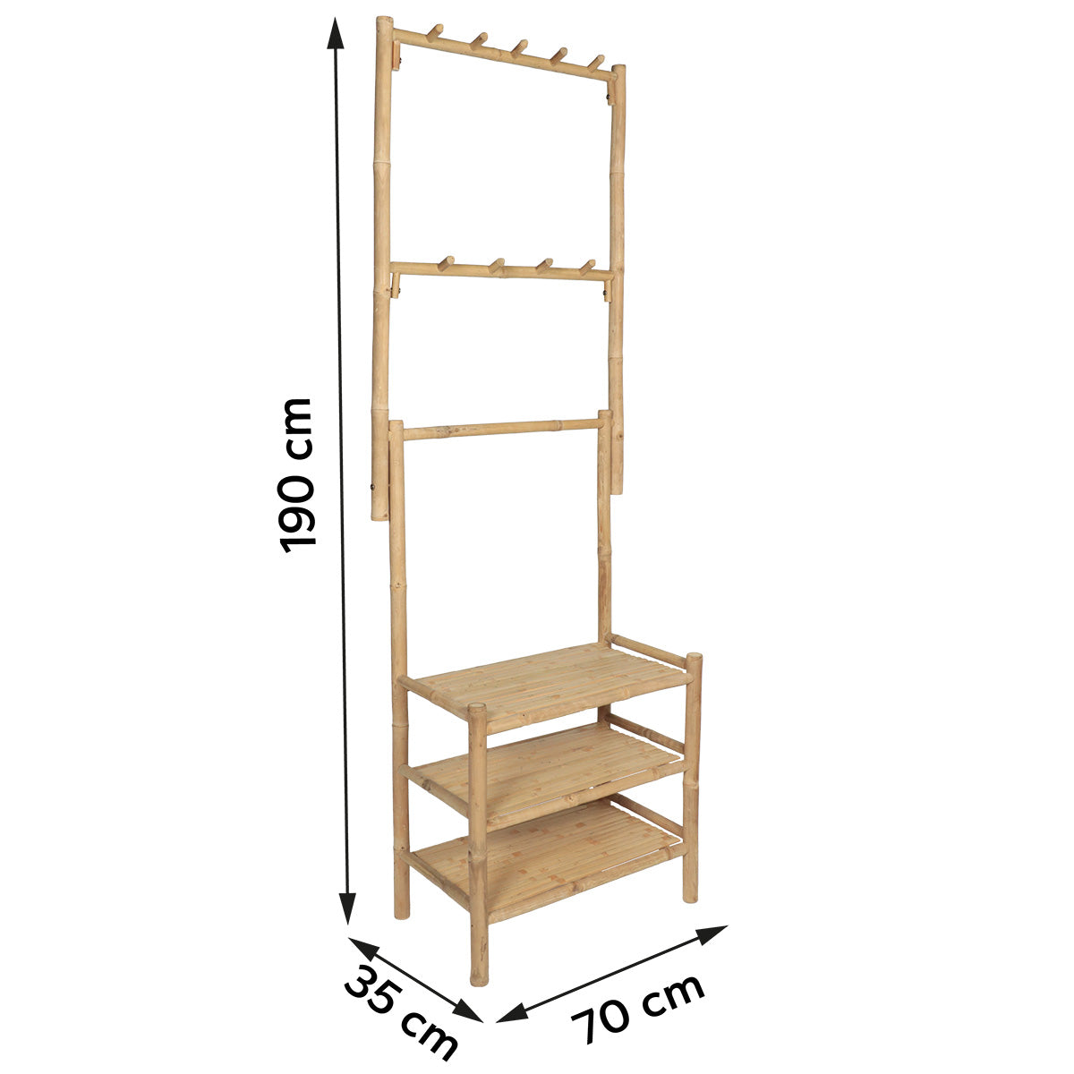 KD bamboo dressing room furniture with 3 shelves - Bamboo 