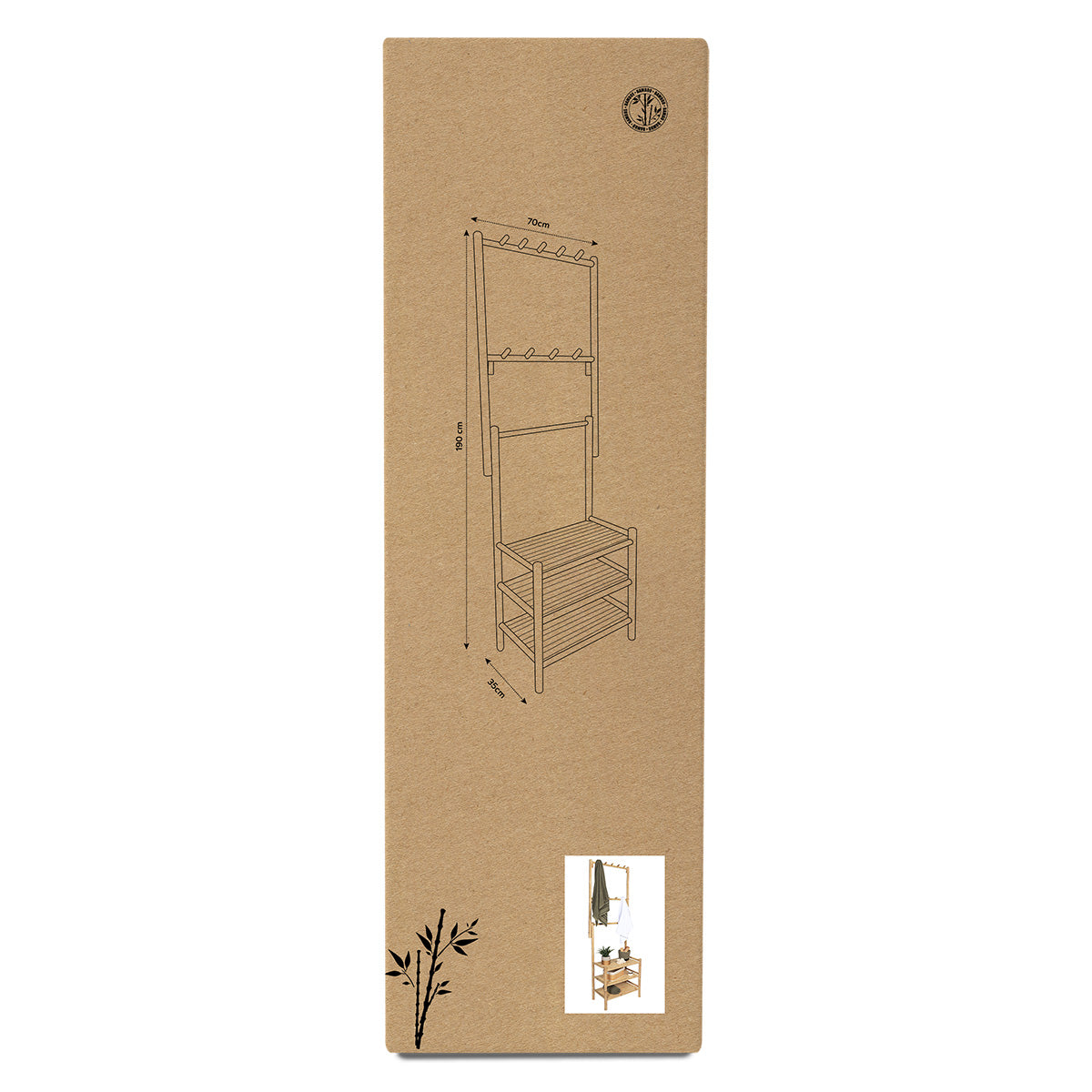KD bamboo dressing room furniture with 3 shelves - Bamboo 