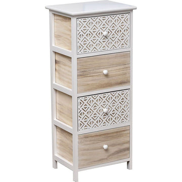 Paulownia Furniture - 4 Drawers with Metal Handles - White/Grey