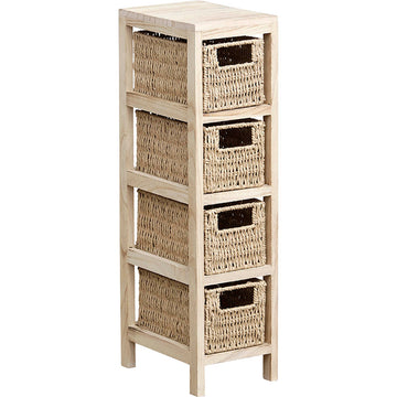 Natural Paulownia Furniture with 4 Woven Paper Baskets - Natural