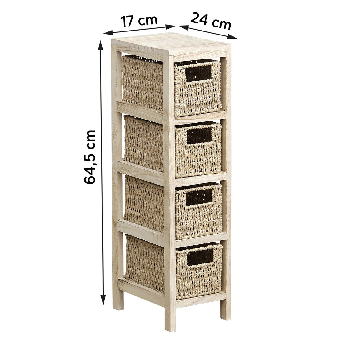 Natural Paulownia Furniture with 4 Woven Paper Baskets - Natural
