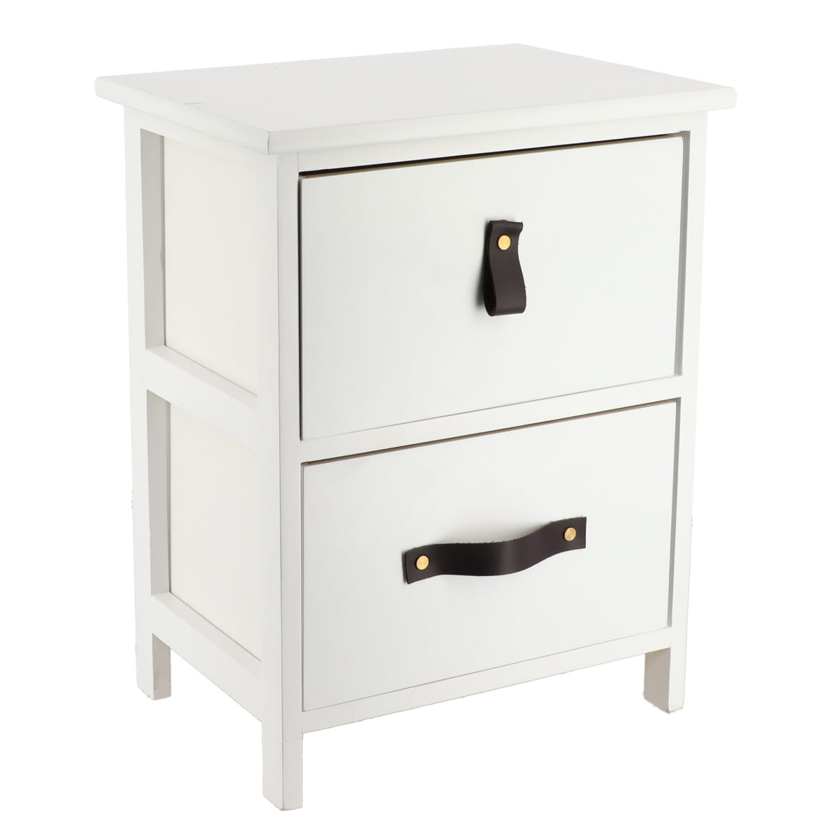 Small MDF/Paulownia Furniture with 2 Drawers and Handles - White