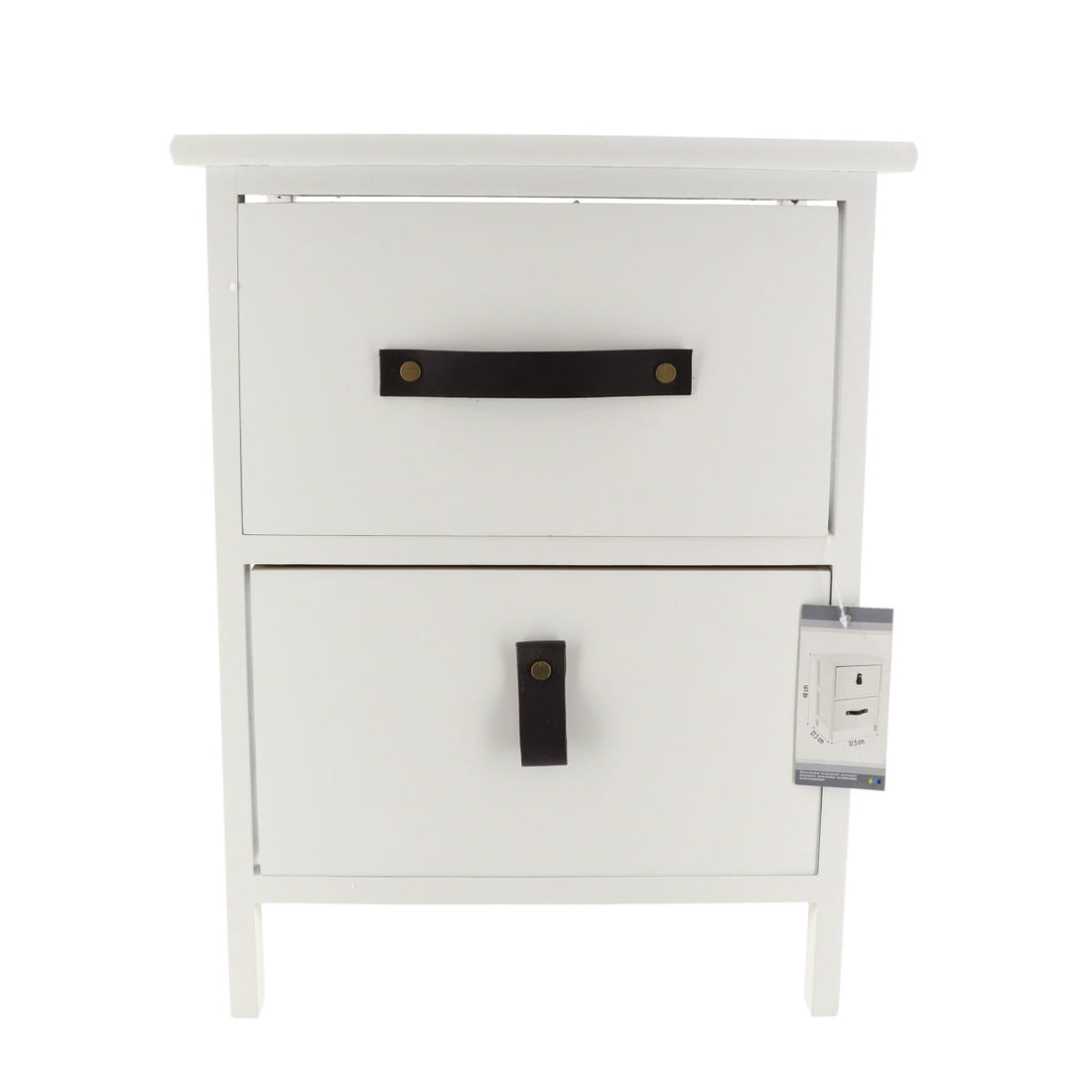 Small MDF/Paulownia Furniture with 2 Drawers and Handles - White
