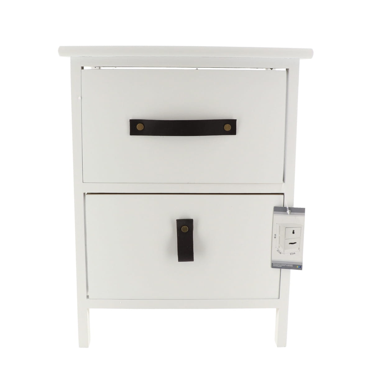 Small MDF/Paulownia Furniture with 2 Drawers and Handles - White