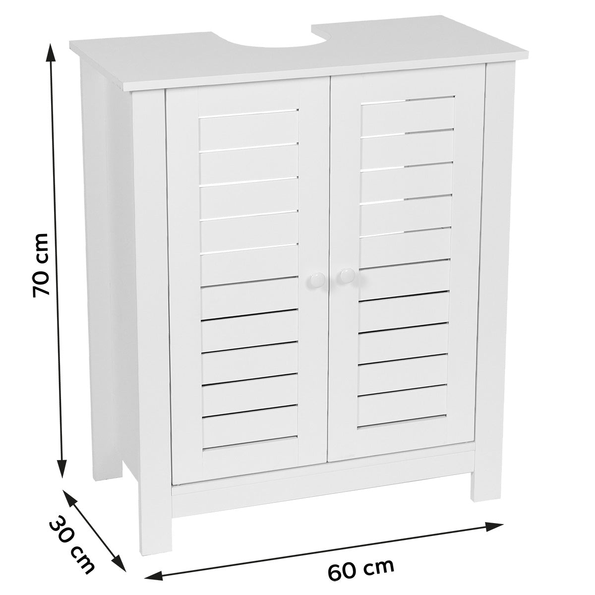 MDF Sink Cabinet With 2 Doors + 1 Interior Shelf - Santorini 