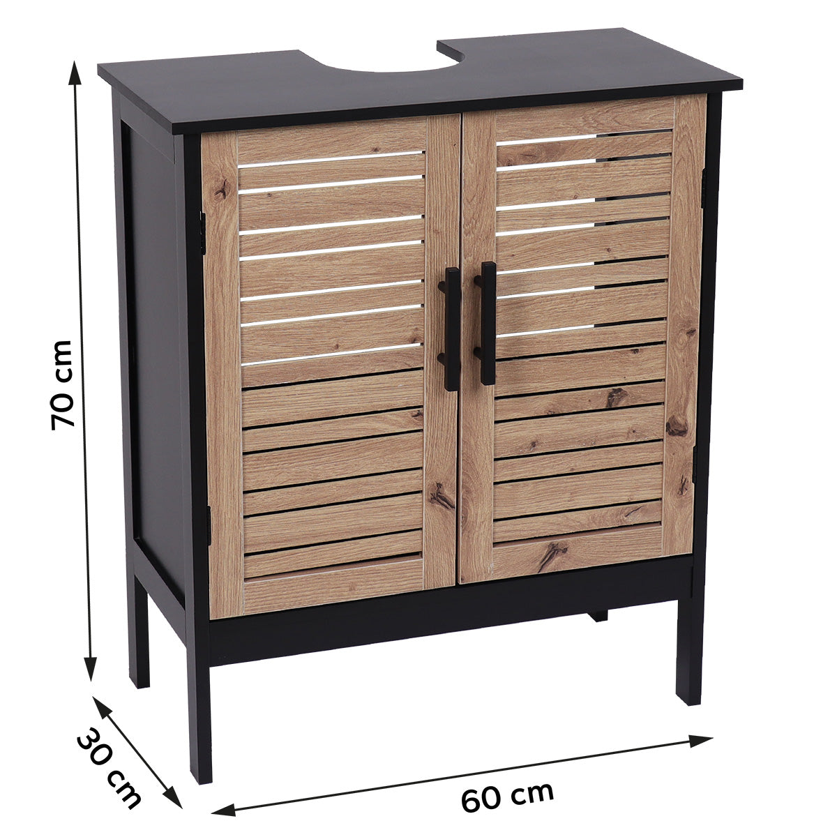 MDF Sink Cabinet With 2 Doors + 1 Interior Shelf - Bergen