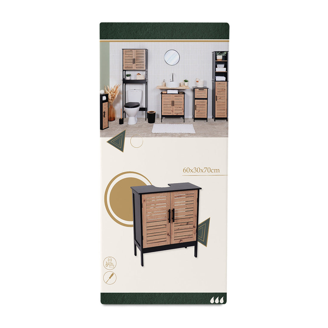 MDF Sink Cabinet With 2 Doors + 1 Interior Shelf - Bergen