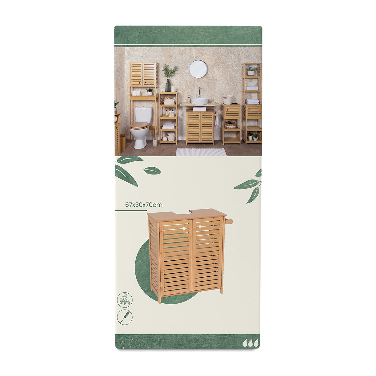 Bamboo/MDF Sink Cabinet With Bamboo Effect - Trinidad