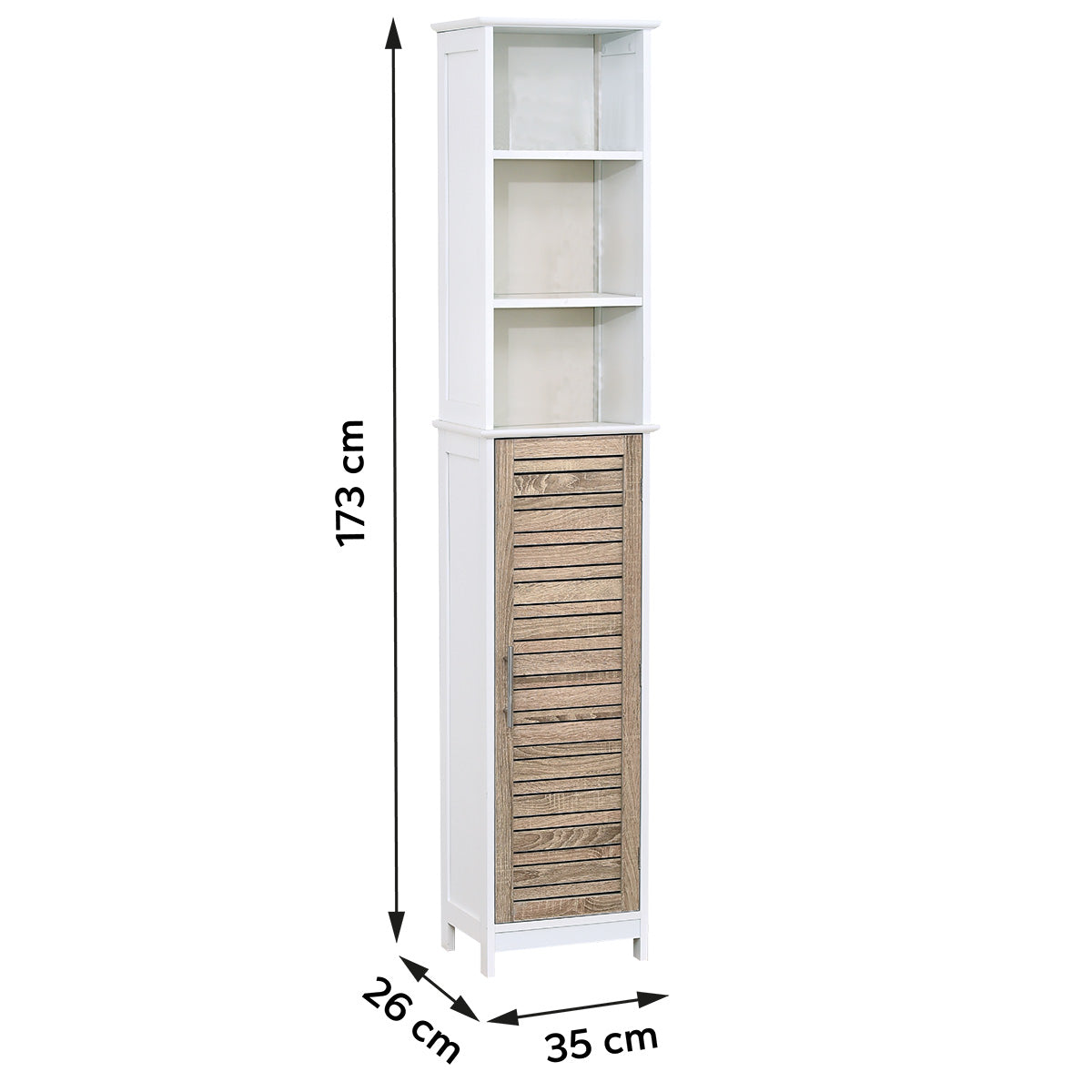 MDF storage column with 1 door and shelves - Stockholm