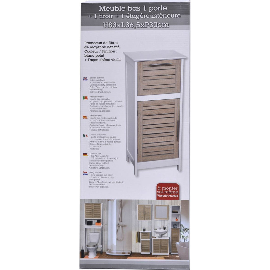 MDF Lower Cabinet With 1 Door + 1 Drawer - Stockholm