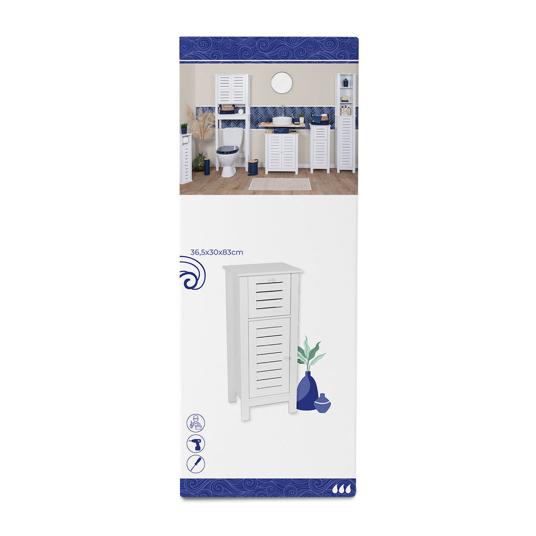 MDF Lower Cabinet With 1 Door + 1 Drawer - Santorin