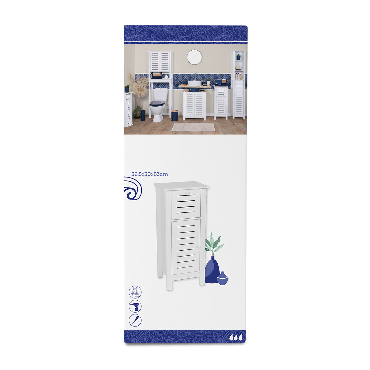 MDF Lower Cabinet With 1 Door + 1 Drawer - Santorin