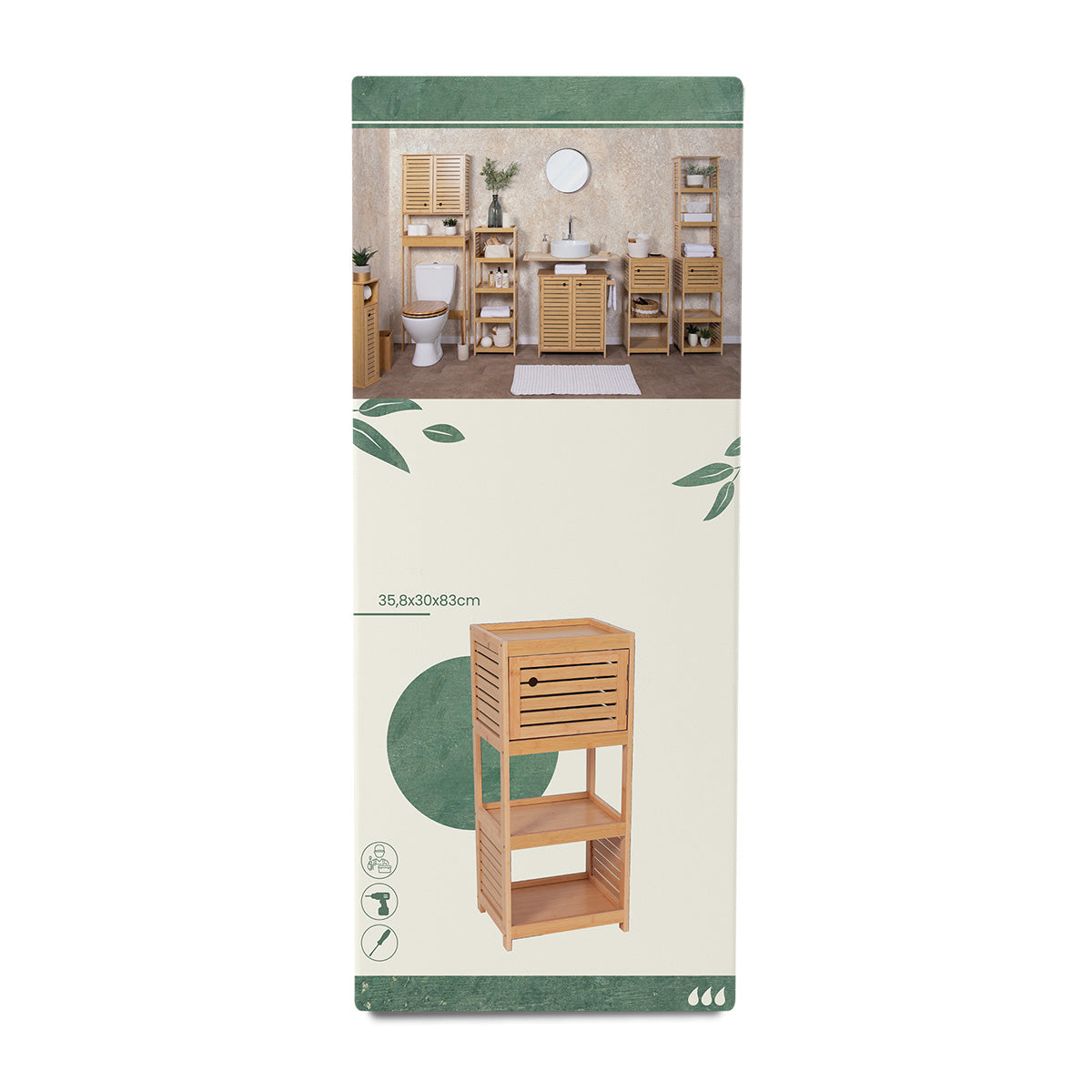 Bamboo/MDF Lower Storage Shelf With 1 Door - Trinidad