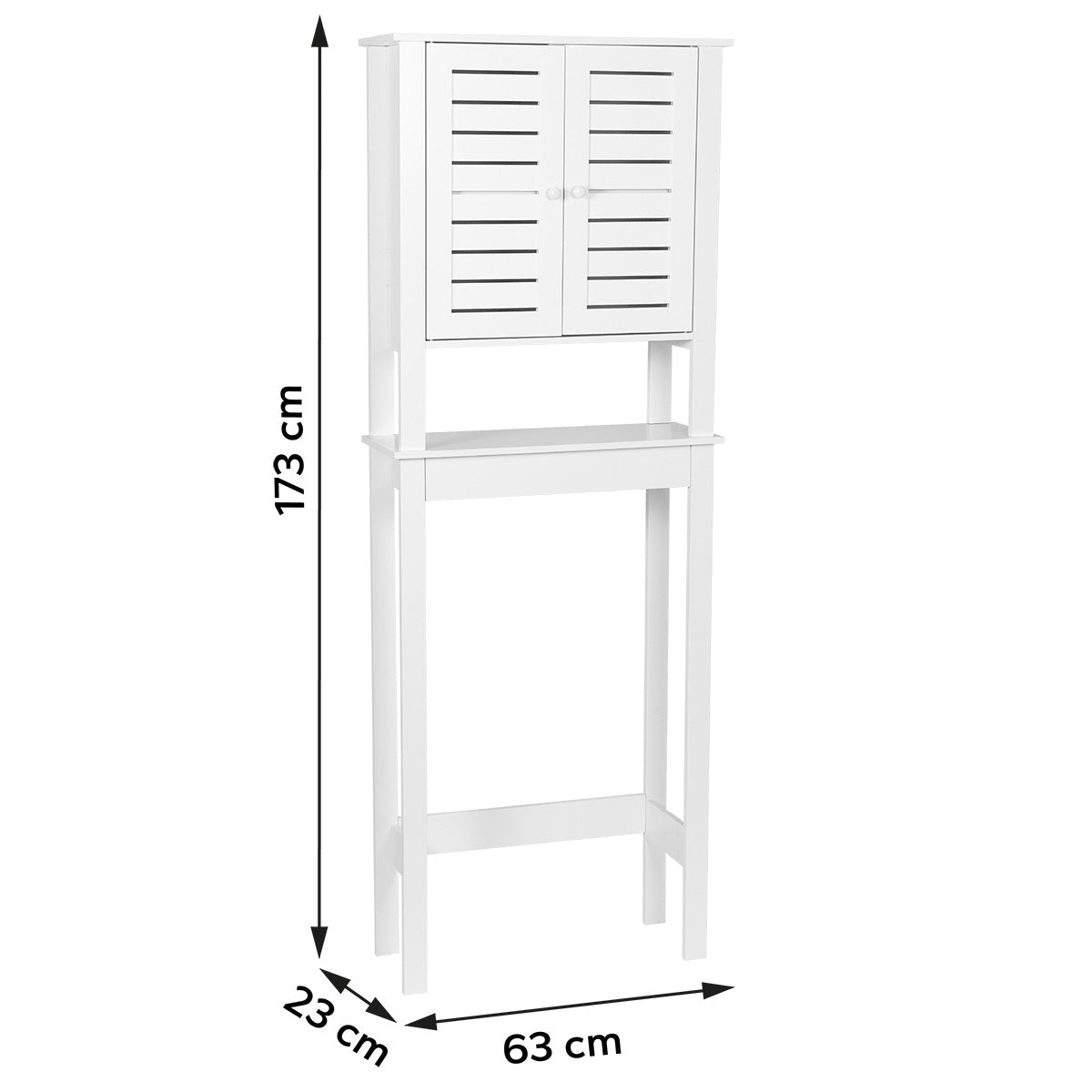 MDF Toilet Shelf With 2 Doors + 1 Interior Shelf - Santorini