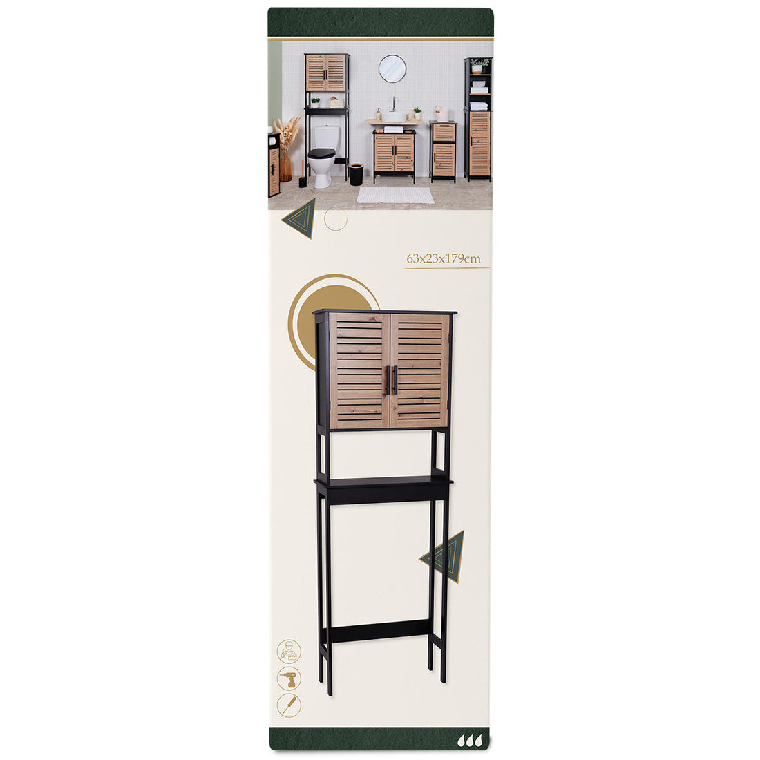 MDF Toilet Shelf With 2 Doors + 1 Inner Shelf - Bergen
