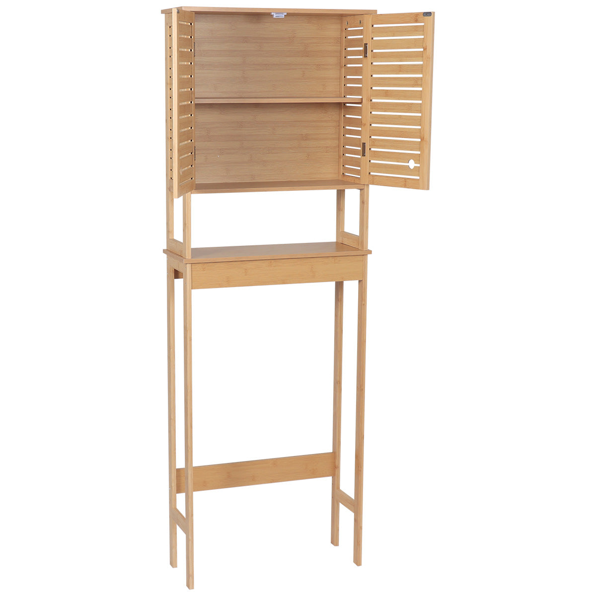 Bamboo/MDF Toilet Shelf With 2 Doors + 1 Inner Shelf - Trinidad
