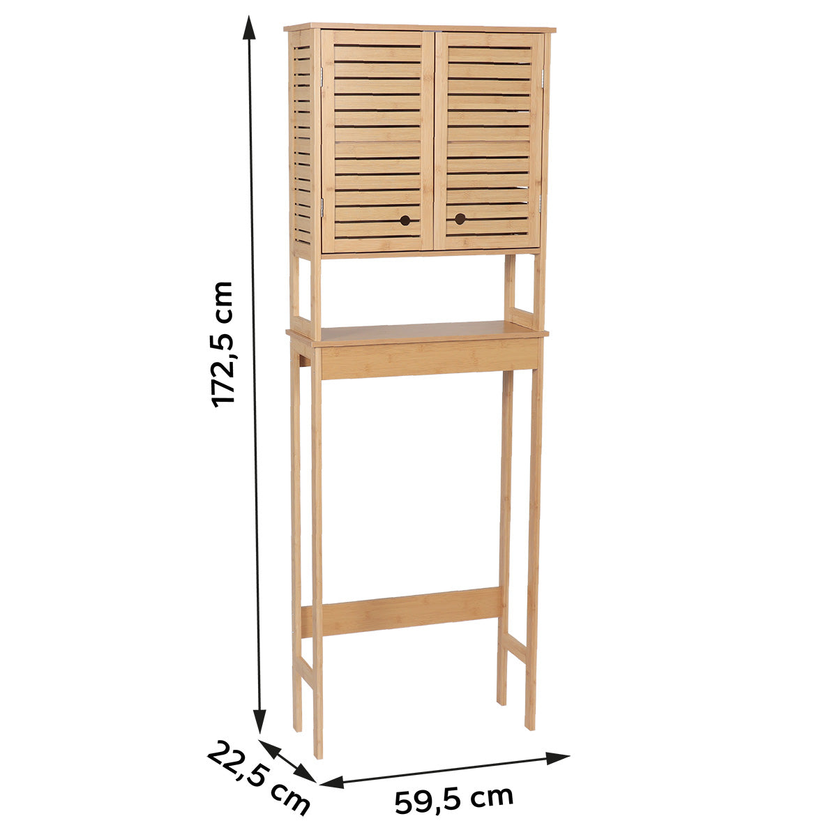 Bamboo/MDF Toilet Shelf With 2 Doors + 1 Inner Shelf - Trinidad