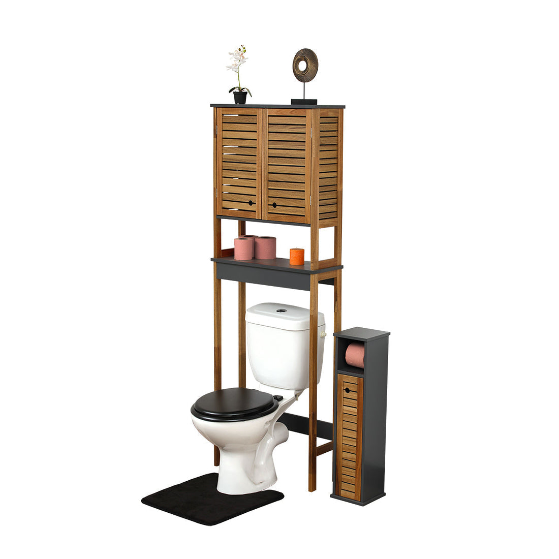 Acacia Toilet Shelf With 2 MDF Doors + 1 Inner Shelf - Element