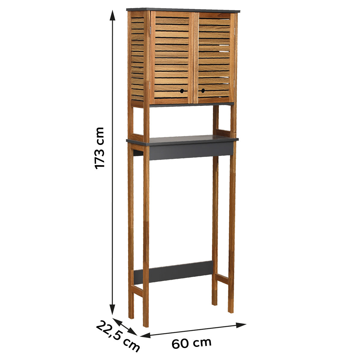 Acacia Toilet Shelf With 2 MDF Doors + 1 Inner Shelf - Element