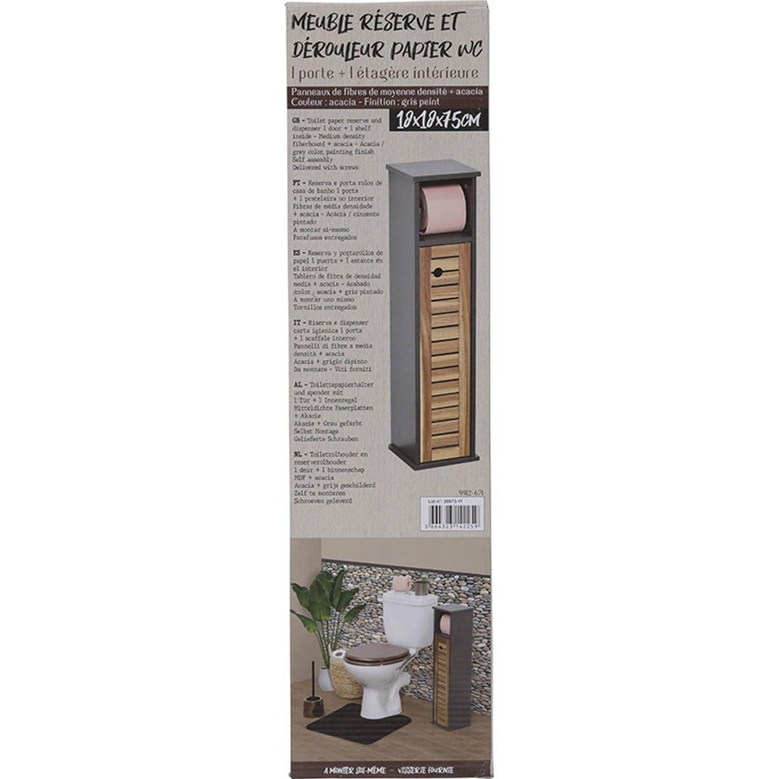 Toilet Paper Holder And Dispenser Made Of Acacia And MDF - Element