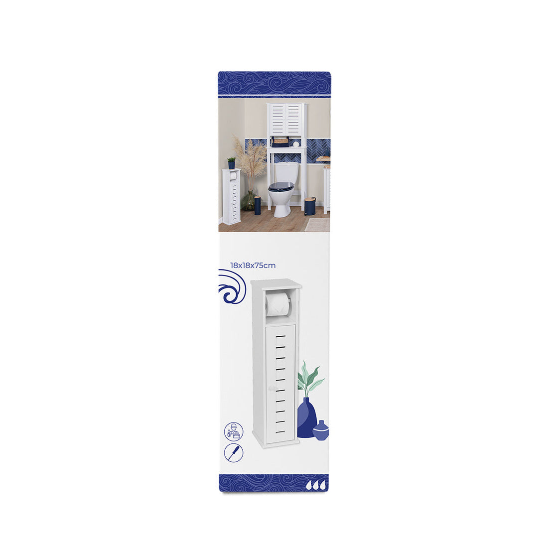 Toilet Paper Holder And Dispenser With 1 Door And 1 Interior Shelf - Santorin
