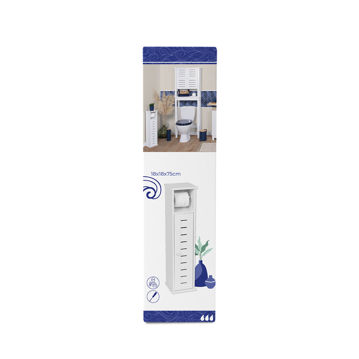 Toilet Paper Holder And Dispenser With 1 Door And 1 Interior Shelf - Santorin