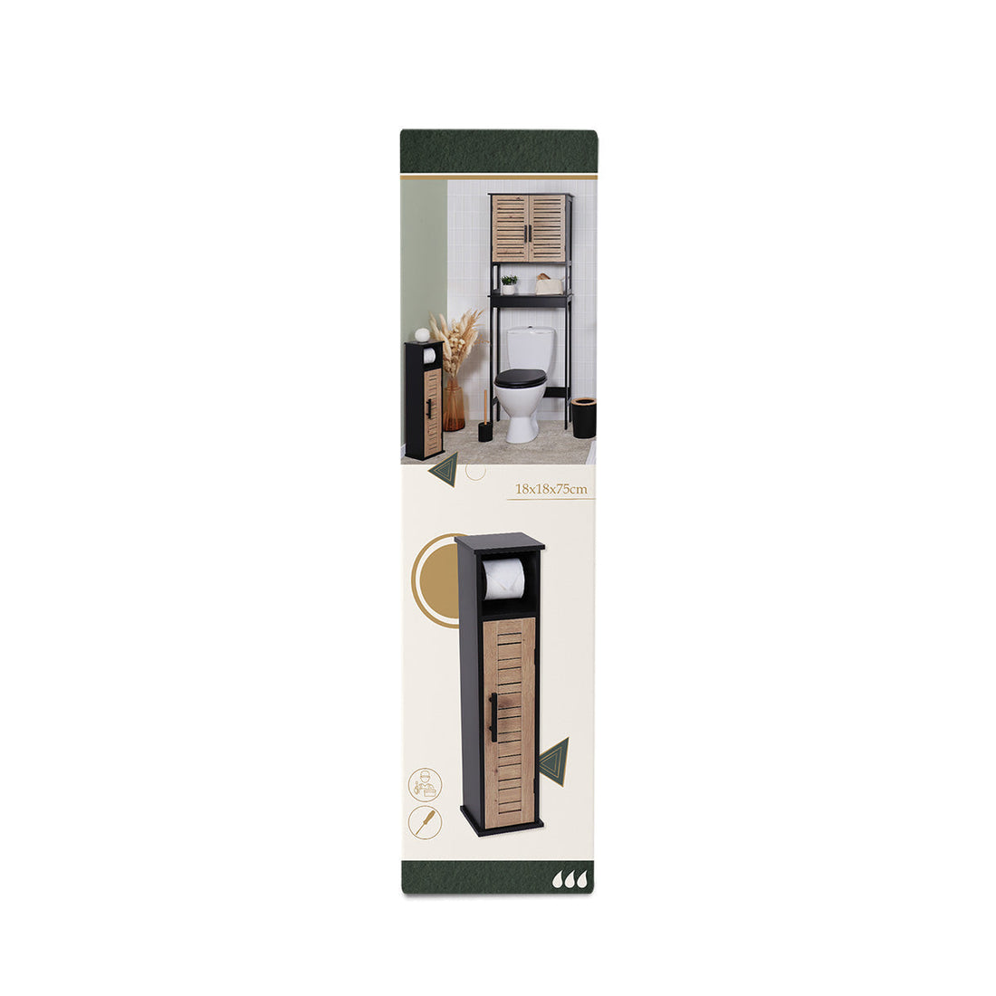 Toilet Paper Holder And Dispenser With 1 Door And 1 Interior Shelf - Bergen