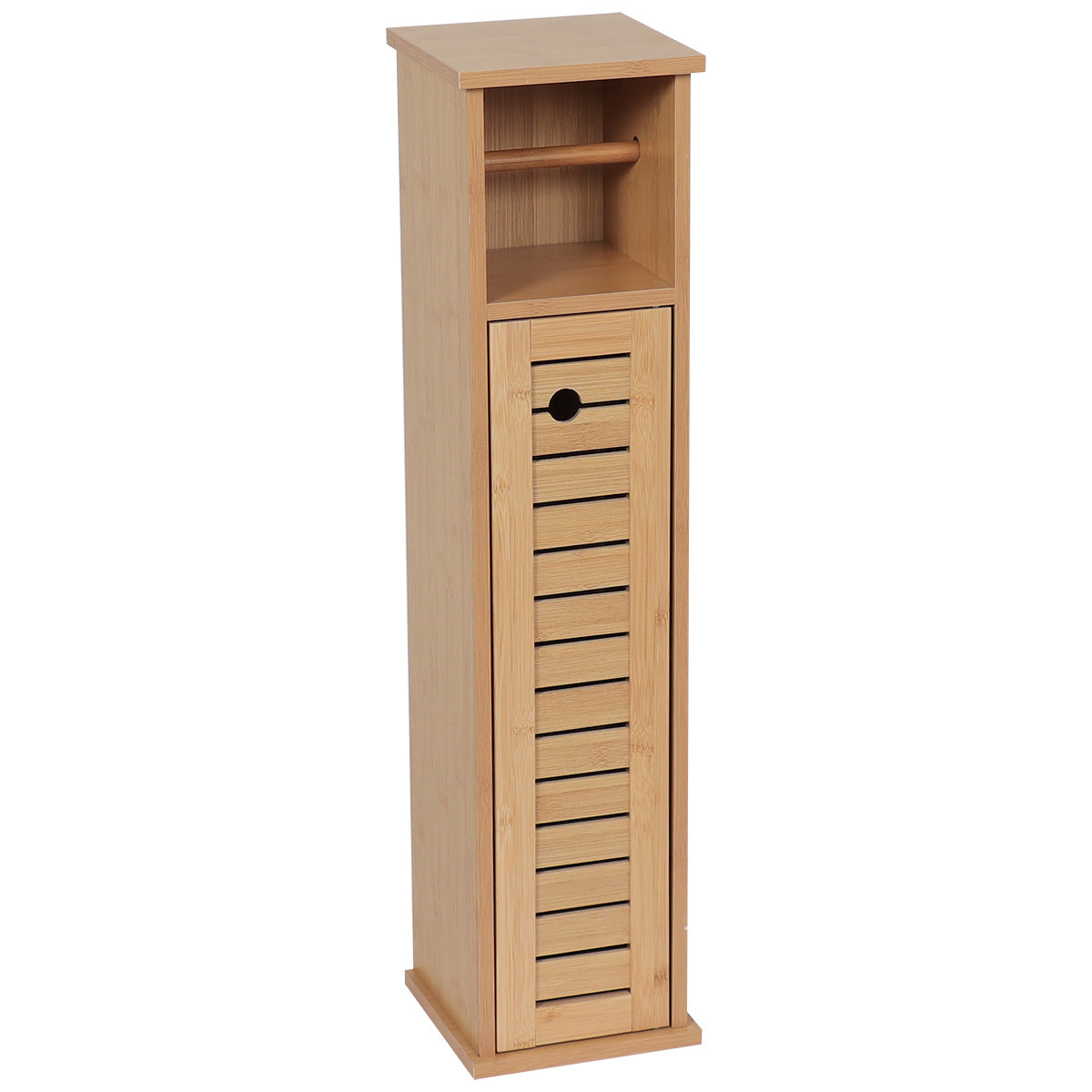 Bamboo/MDF Toilet Paper Dispenser With 1 Door + 1 Shelf - Trinidad