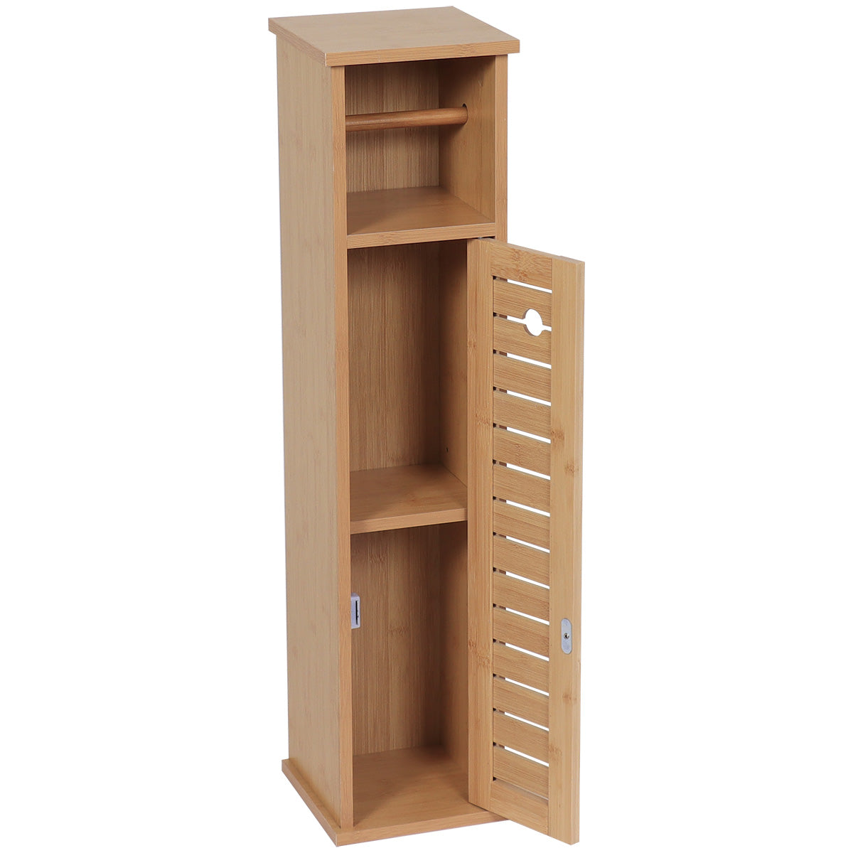 Bamboo/MDF Toilet Paper Dispenser With 1 Door + 1 Shelf - Trinidad