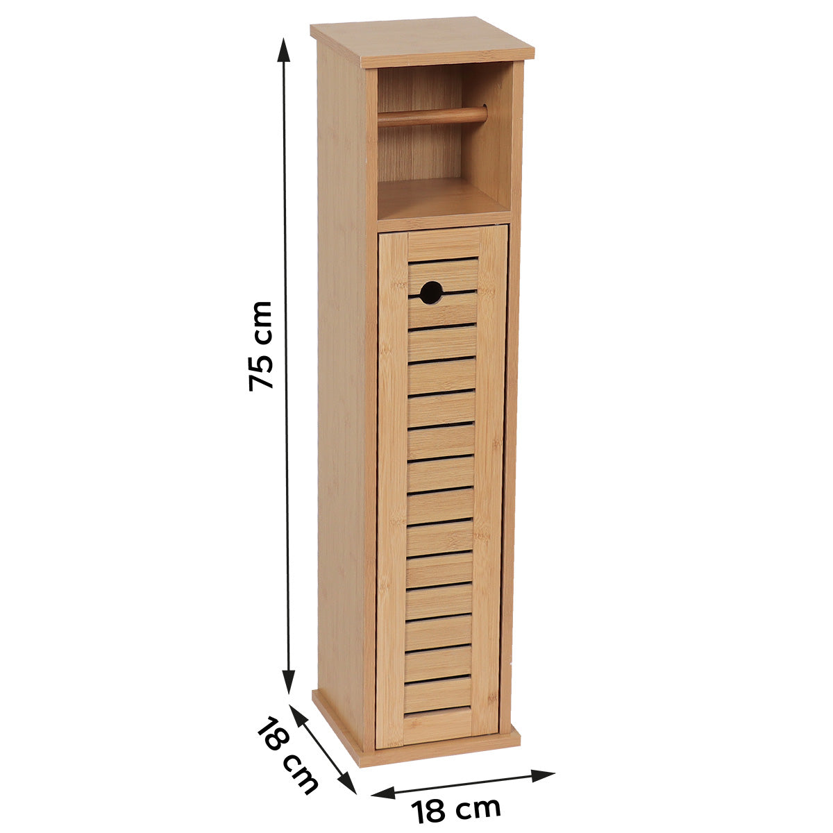 Bamboo/MDF Toilet Paper Dispenser With 1 Door + 1 Shelf - Trinidad