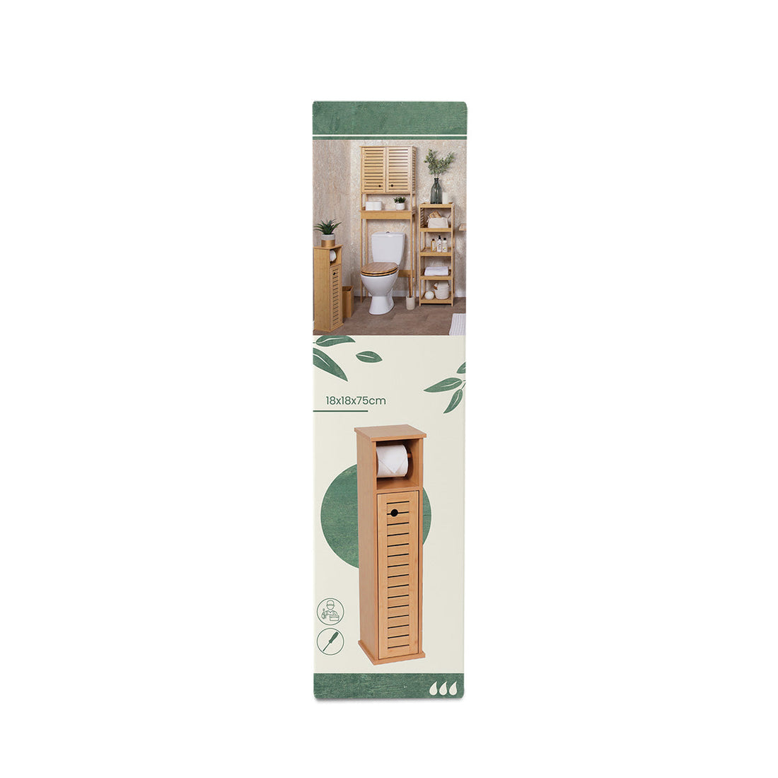 Bamboo/MDF Toilet Paper Dispenser With 1 Door + 1 Shelf - Trinidad