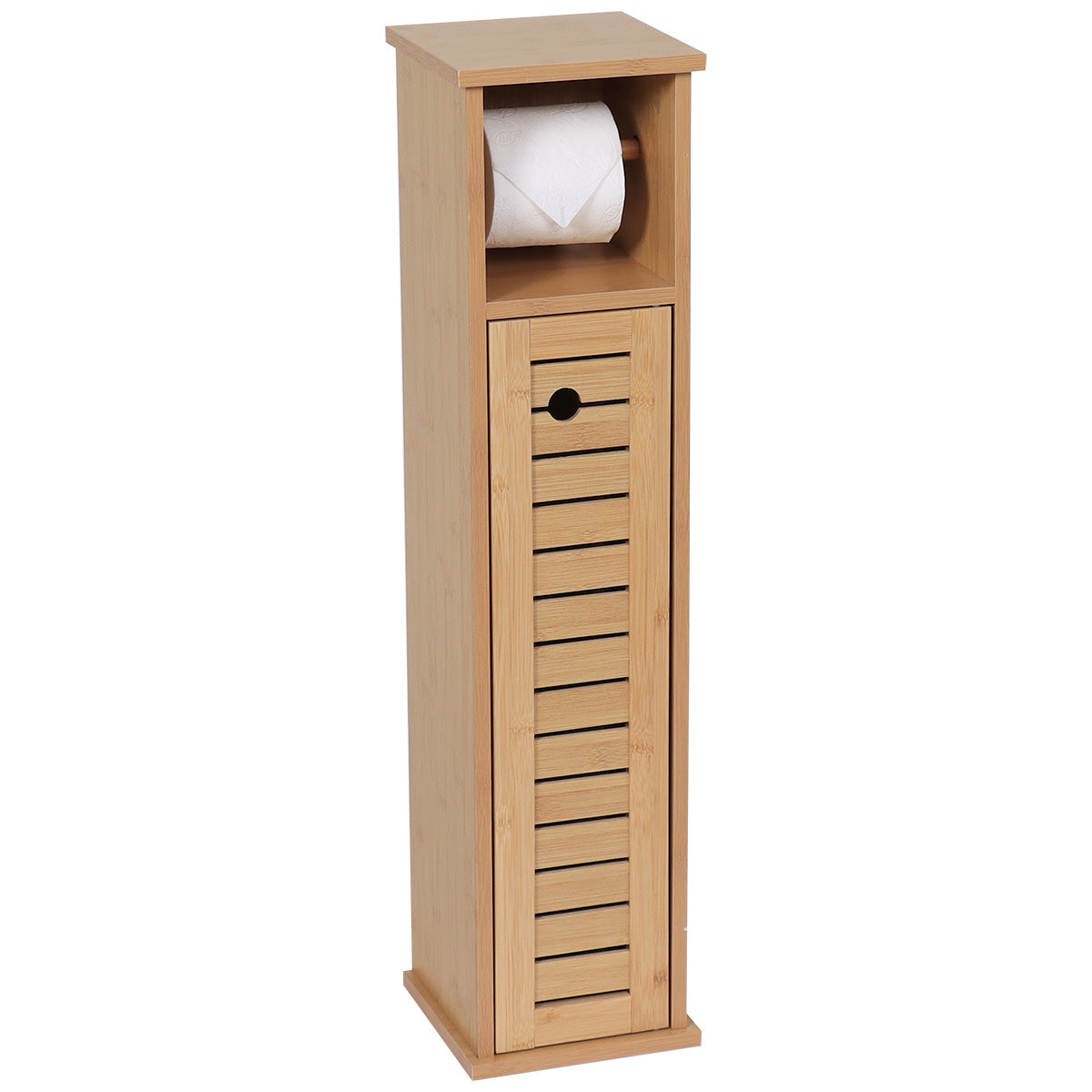 Bamboo/MDF Toilet Paper Dispenser With 1 Door + 1 Shelf - Trinidad
