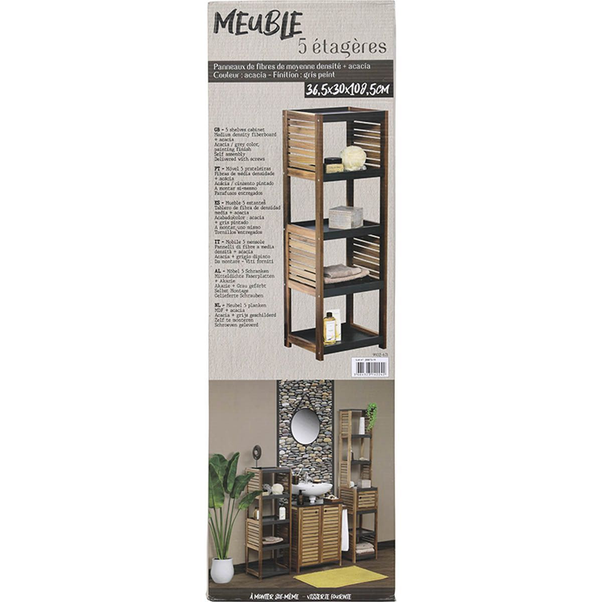 5-Shelf Acacia And MDF Stand - Element