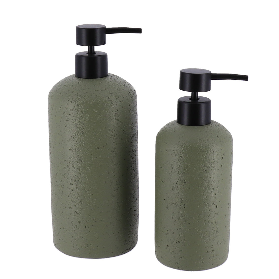 Stone effect polyresin soap dispenser 400 ml - Khaki 
