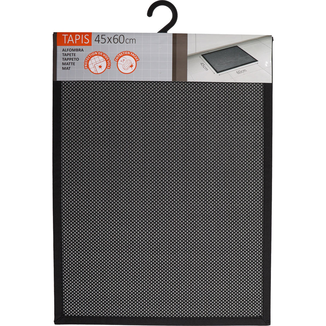 Kitchen Rug Woven Vinyl Black/Silver - 45X60CM