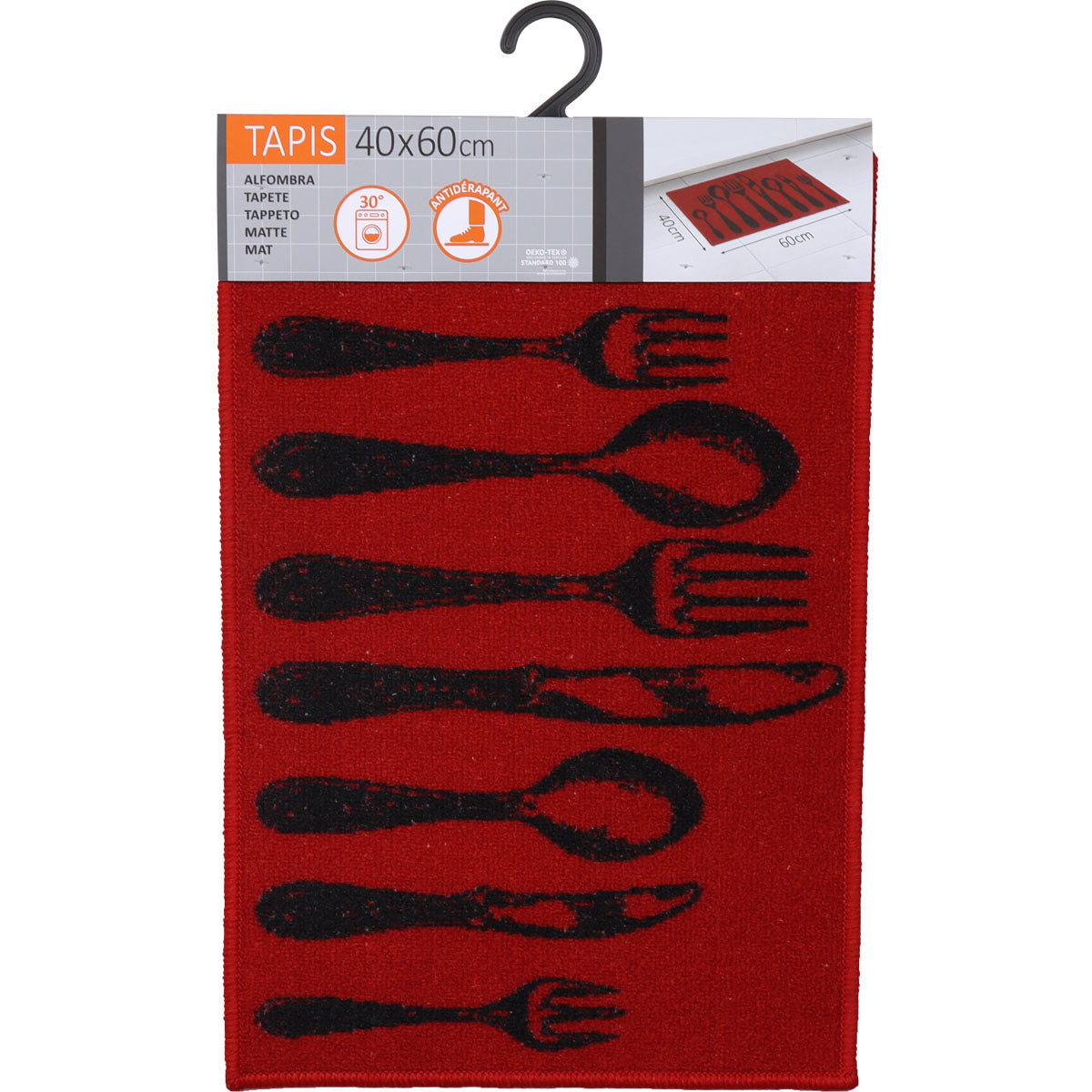 Couverts Red Kitchen Rug - 40X60CM