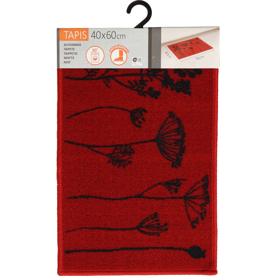 Herbier Rouge kitchen rug - 40X60CM