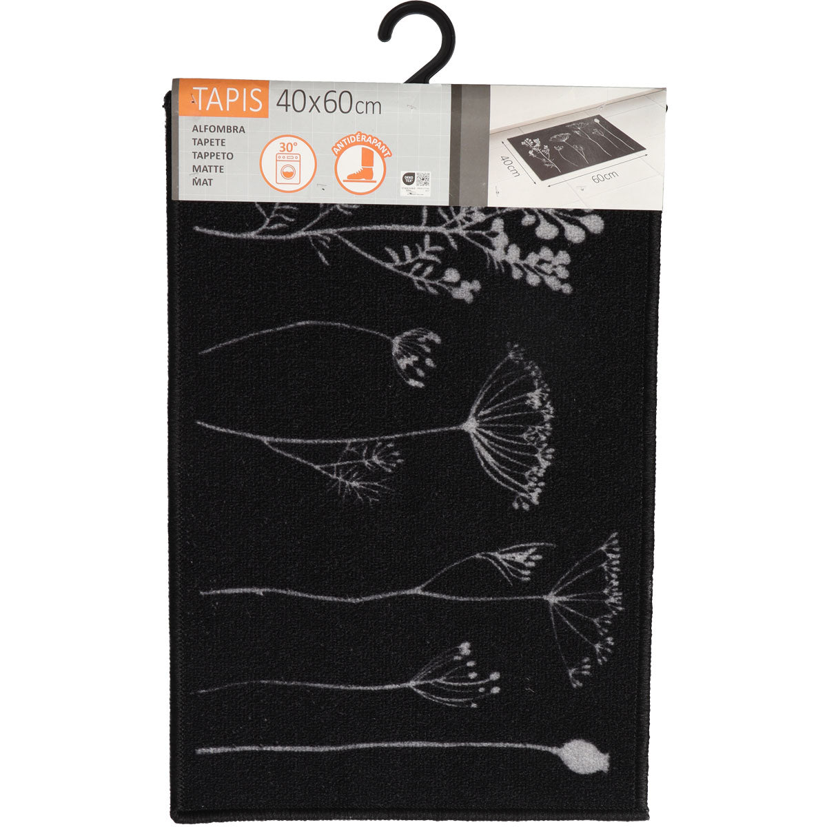 Herbier Noir kitchen rug - 50X80CM