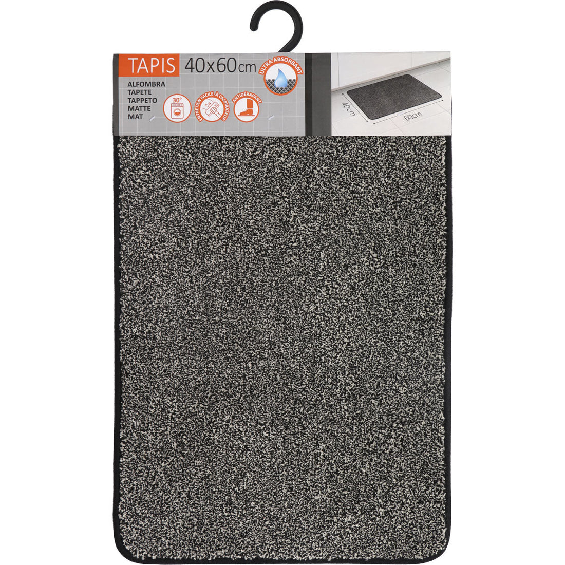 Black Rubber Kitchen Rug - 50X120CM